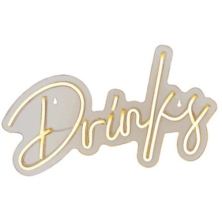 Enjoy drinks with this LED neon sign. A fun addition to interior spaces.