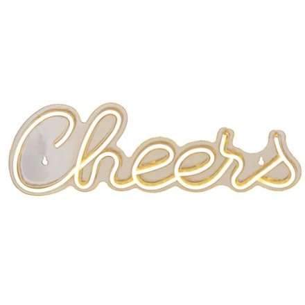 A stylish LED neon sign reading cheers! A great gift item and statement decoration for the home. 