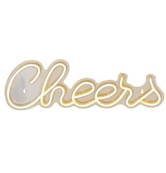 A stylish LED neon sign reading cheers! A great gift item and statement decoration for the home. 