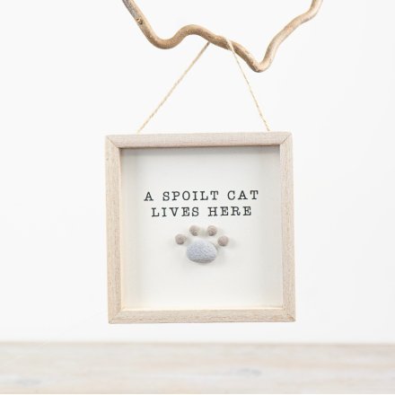 Spoilt Cat Pebble Plaque, 13cm