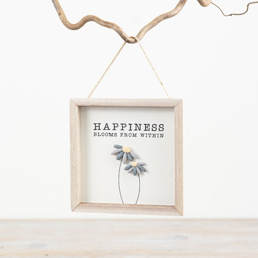 Bring peaceful vibes to your space with this delightful Happiness Pebble Sign.