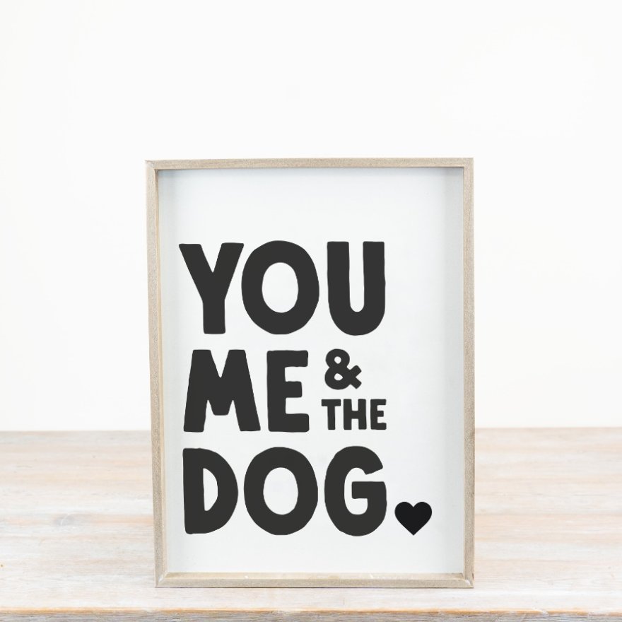 Black & Natural Sign - You, Me & The Dog, 40cm