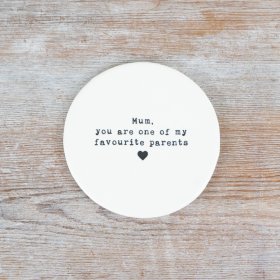 A stylish and humorous coaster to gift to mum. Embossed with a sentiment slogan and heart detail. 