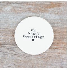 A humorous embossed slogan. Beautifully crafted with an embossed design and heart detail. 