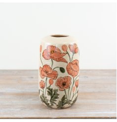 Create a gorgeous floral display with this glazed Poppy design vase.