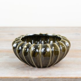 Bring tranquility to your space with this olive green statement pod bowl vase.