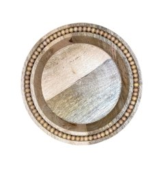 a charming wooden beaded plate 