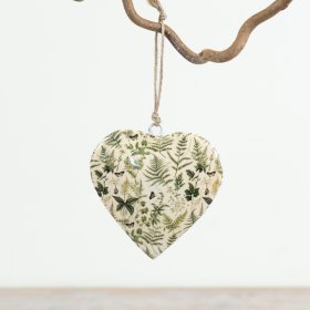 Delightful iron heart ornament with a sleek, glossy enamel coating for hanging display.