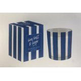Add a touch of elegance with this 8x9cm Blue Stripe Candle