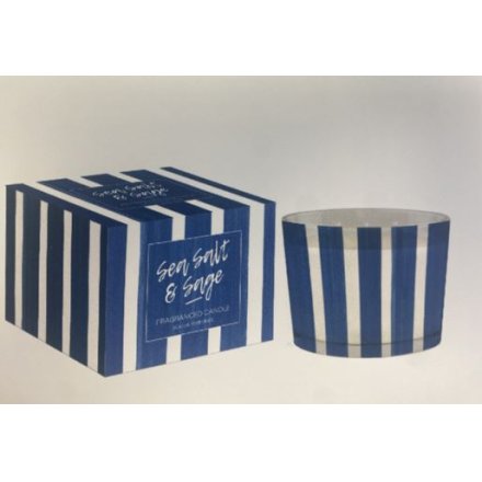 11cm Candle with Blue Stripes