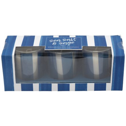 S/3 Blue Stripe Votives