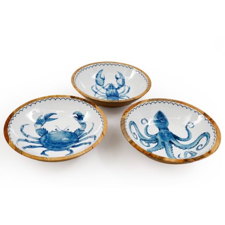 Coastal Blue + White Enamelled Bowl, 3A 30cm