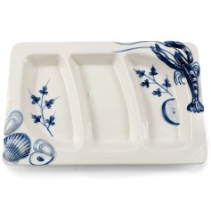 Serve in style with this elegant 3 Section Blue Lobster Plate