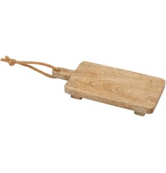  a stylish wooden board with feet