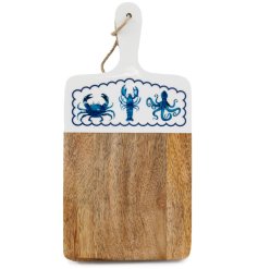 This 30cm Sealife Board blends natural wood tones with a vibrant blue enamel finish