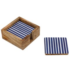 Bring timeless style to your space with this rustic stripped coaster.