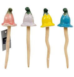 a charming toadstool garden stake 