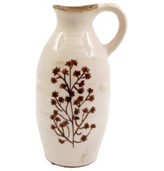 Add elegance to your home with this 27cm ceramic Flower Design Jug Vase