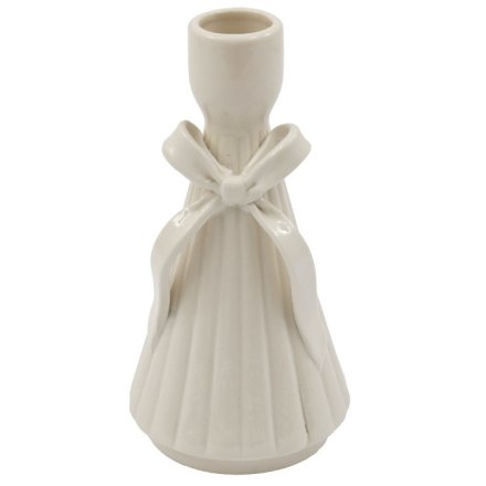 Cream  Bow Bud Vase, 15.3cm 