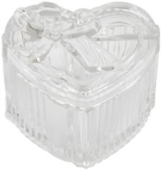 heart-shaped glass trinket pot with elegant bow detail