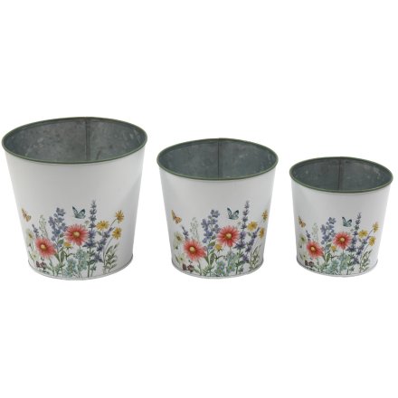 S/3 Emb Springtime Planters