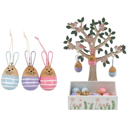 3/A Wooden Rabbit Hang Deco, 6.5cm 
