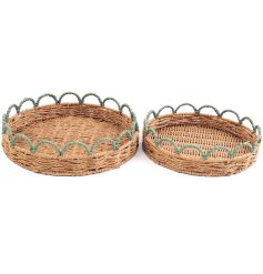 Set of 2 scalloped edge trays—stylish and functional accents for your home.