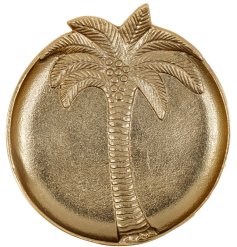 Chic trinket dish featuring a stylish gold palm tree motif.