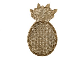 Add tropical elegance to your space with this 36cm gold-finished Pineapple Trinket Dish