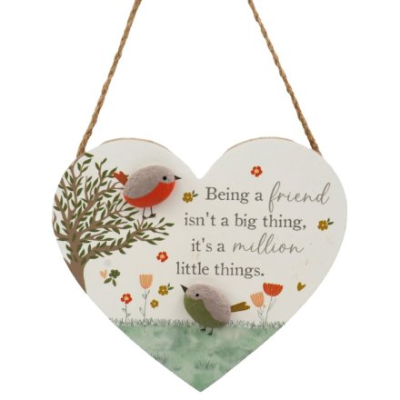 15.5cm Songbird Heart Hang Decoration 