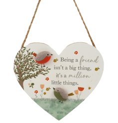 Add a charming touch to your home or garden with this 15.5cm Songbird Heart Hang Dec