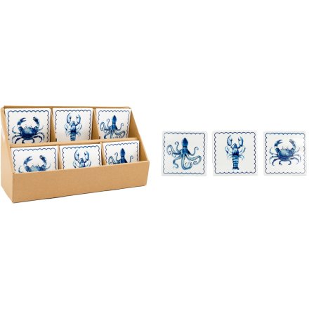 3/A Sealife Print Coaster, 10cm 
