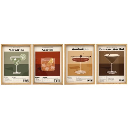 40cm Cocktails Wall Art, 4/A