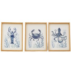 Add coastal charm with this vibrant 30x40 Sealife Wall Art—featuring a detailed blue crab