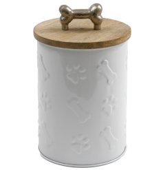 Elegant 15cm embossed jar with a natural wooden lid
