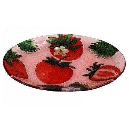Strawberry Field Glass Plate, 30cm