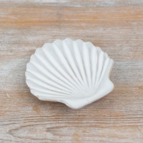 Stylish white shell plate ideal for serving snacks or adding a decorative touch.