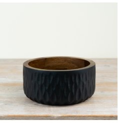Elegant wooden bowl with a stylish grey finish