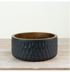 Elegant black wooden bow durable, stylish, and perfect for serving your favourite dishes 