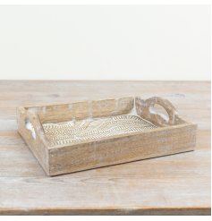 Elevate your serving style with this beautiful tray that adds a touch of rustic charm.
