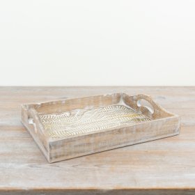 stylish whitewash serving tray with a chic patterned design.