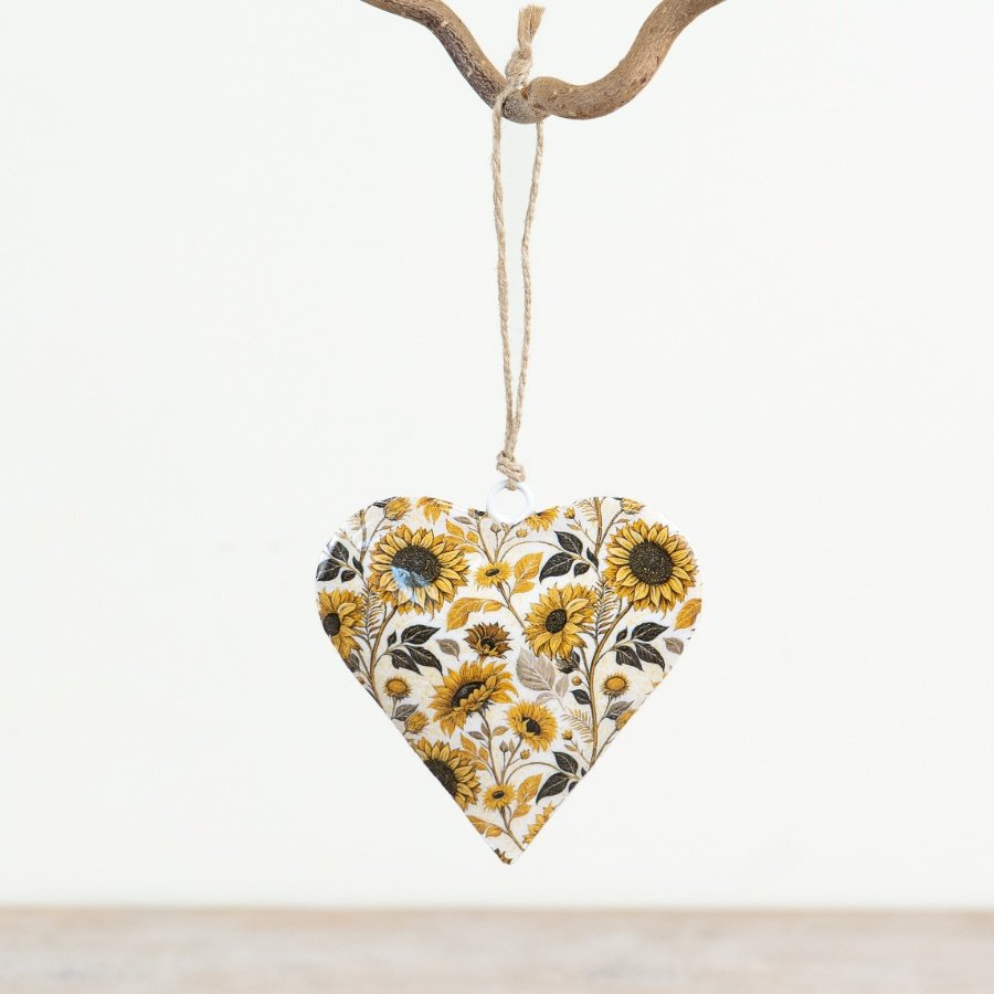 Hanging Sunflower Heart Deco, 8cm