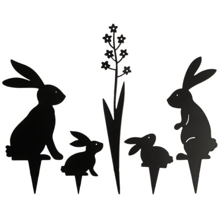 S/5 Black Easter Rabbit Decoration