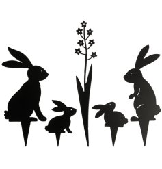 Enhance your Easter décor with this charming set of black iron Deco Rabbits.