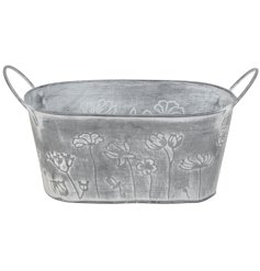 a rustic flower design bucket planter 