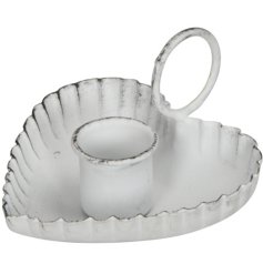 Charming White Heart Candle Holder made from sturdy iron