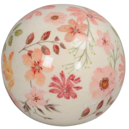 Glazed Flower Ball Deco, 9cm 