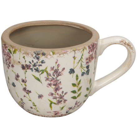 Floral Mug Planter, 21cm 