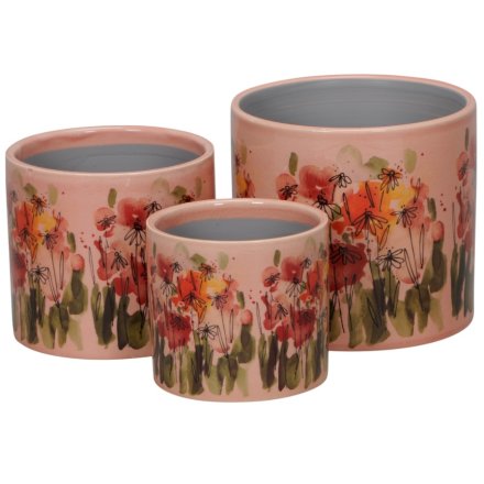 S/3 Rose Planters Flower Design