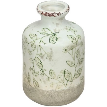 17.5cm Floral Green Vase 